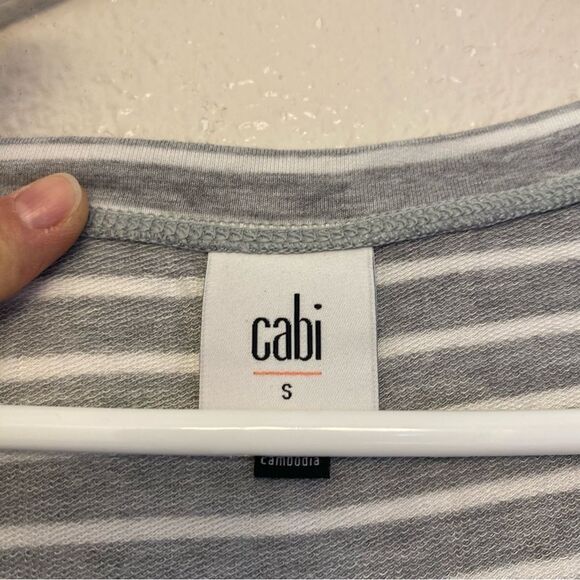 CAbi 5974 Easy Tank Midi Shirt Dress Sleeveless Stretch Ruched Gray White S - Picture 6 of 10